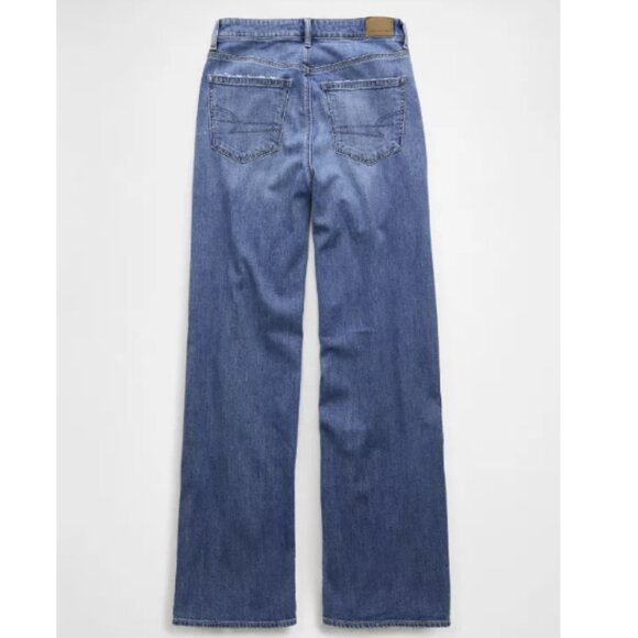 AE Dreamy Drape Stretch Super High-Waisted Baggy Wide-Leg Jean Med Wash Size 0 - Picture 4 of 14